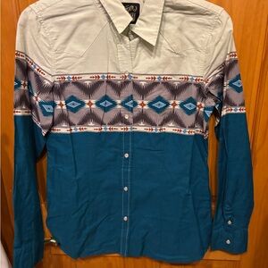 Roper vVintage Teal and Patterned Button Down Shirt NWTs